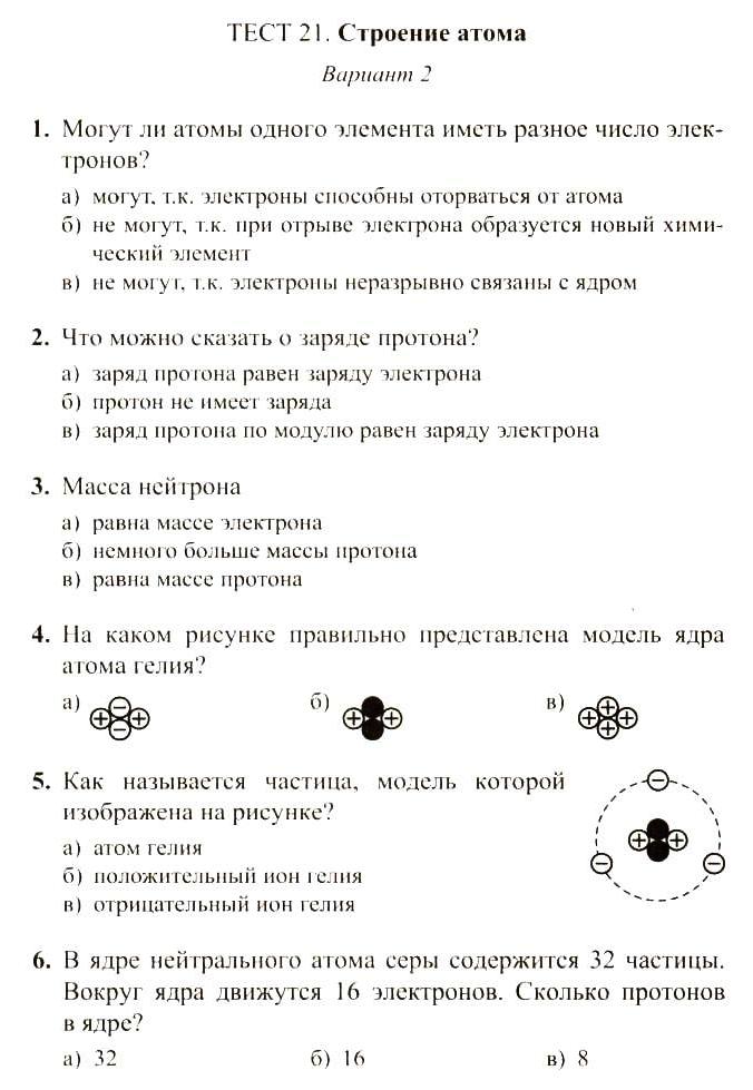 Контрольная работа по теме История исследования атома